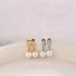 시후주얼리 8mm 스왈진주 시뮬럿다이아 귀걸이 EC450E