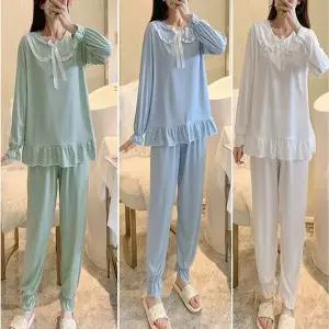 카라 공주 리본 수면 레이스 여자 파자마 러블리 잠옷 (HSJ-WFGC6MG)