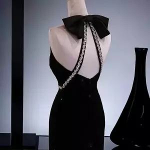 연말 파티 드레스 콩쿨 블랙 연말파티 피로연 원피스 연주회 롱