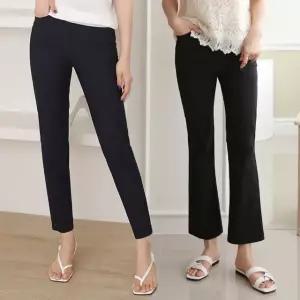 여성 여름 국산 55-99 아이스 부츠컷 기본 일자 밴딩 팬츠 편한 슬랙스 슬림 스키니 바지 PN0137S