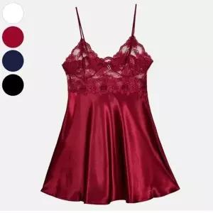 우아하고 여성스러운 레이스 자수 새틴 여성 끈 슬립 (HSJ-WD6D192)