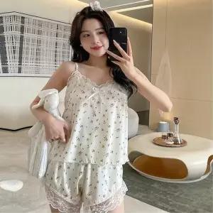여자 여름 시원한 레이스 공주 잠옷 민소매 반바지 (HSJ-WEBF722)