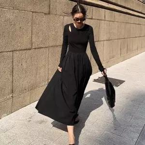 여자원피스 페이크 2중 펀칭 A라인 원피스