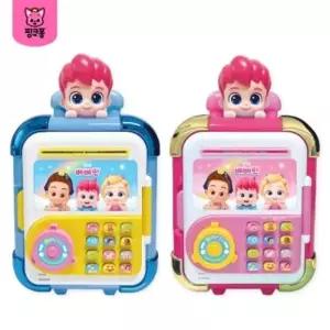 (색상 랜덤)말하며 노래하는 베베핀 캐리어 금고 1개 저금통 장난감 노래 동요 멜로디 불빛 생일 선물 어린