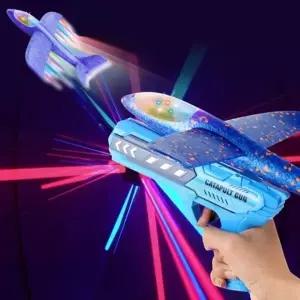 (색상 색상랜덤)반짝반짝 LED 에어 글라이더 건 비행기 슈팅 총 kc 야외 장난감 완구 어린이날 단체 어린
