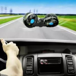 흡착식 듀얼팬 카 차량용 각도조절 트윈 자동차 선풍기