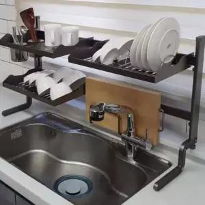 수납 티타늄코팅 2단 설거지 스탠드 식기건조대 접시 조리도구 싱크대선반