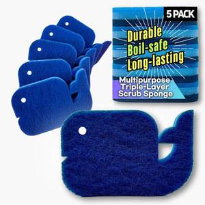 오소본 5팩 다용도 접시 고래 유연하고 사용 스펀지 삶기 가능 디자인으로 내구성 양면 내구성이 추가 저항성 뛰어난 오래 냄새 3중 스크래치