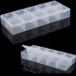 10구 투명 직사각 10칸 PP 알약 약통 케이스 알약함 보관함 휴대용 여행용