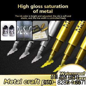 6Pcs 금속 마커 펜 아트 락 페인팅 DIY 사진 앨범 공예 도자기 대 한 영구 골드 실버