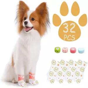 반려견 고양이용 일회용 부츠 32개 반려동물 조절 가능한 붕대로 방수 및 통기성 소형 중형견용 포 양말