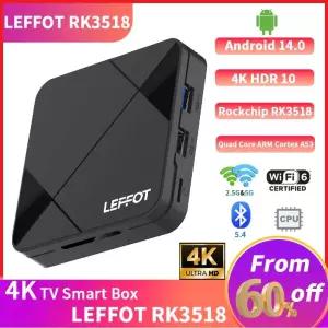 셋톱박스 뉴 스마트 TV 박스 LEFFOT RK3518 BT54 안드로이드 140 Wifi6 4K 구글 음성 리모컨 어시스턴트 미