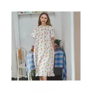 [솔브] 정상 커플잠옷 레이온 푸들 하트 체크나염 반팔 원피스 SGN2503 A_P420719061