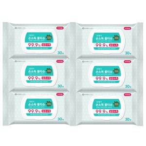 그린핑거 손소독물티슈 캡형30매x6팩 의약외품 대중교통 항균소독 물티슈