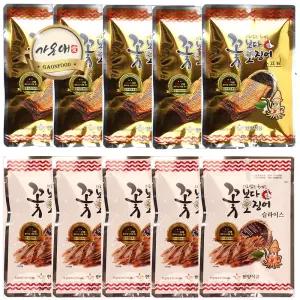 [가온애] 한양식품 꽃보다오징어 오리지날5봉 + 소트프5봉 / 꽃오징어 슬라이스 한양 오징어다리 조미 간식