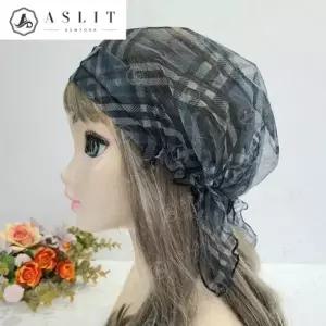 [애슬릿] 여성 체크 망사 비니 여름 두건 반다나 터번