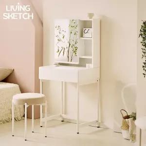[리빙스케치] 랑제리제 콘솔형 600 거울 수납장 화장대[착불]2칸 서랍장 원룸화장대