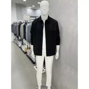 [트루젠]남자 세미오버핏 쿨 폴리 블랙 셔츠 스타일 캐주얼 자켓 아우터 셔켓_JK