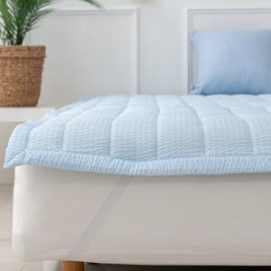 여름 시어서커 침대패드 시원한 냉감 쿨매트 고정밴드 밴딩 누빔 이불 패드 슈퍼싱글 퀸