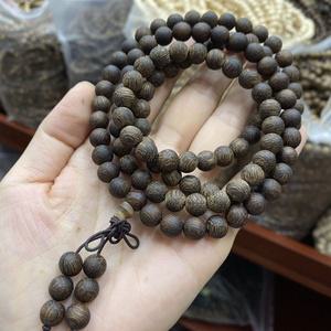 침향팔찌 베트남 정통 Nha Zhuang Bai Qi Nan Agarwood 108 비즈 8mm 팔찌 목걸이 남녀공용 묵주 사원 피델
