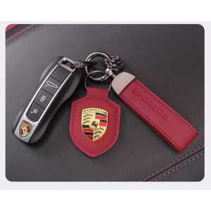 포르쉐차키 포르쉐키링 포르쉐 파나메라 마칸카드 레드 가죽 키케이스 제품 보르도