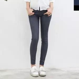 ONM COO 1513 여자코팅스키니청바지 슬림핏 진 밴딩팬츠