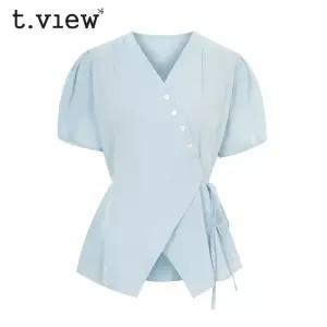 (택가 99000원)[티뷰] 셔링버튼랩블라우스_V5B-CBL050