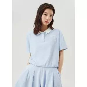 [르꼬끄](강남점)[이월][60% OFF] 테리 크롭 폴로 카라 티셔츠 GBL / QQ222TTS55