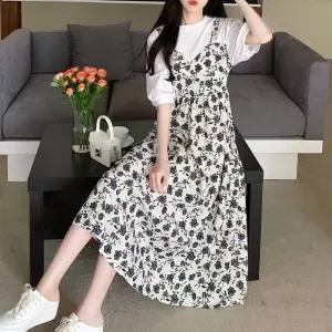 ONM 소개팅 레이어드 뷔스티에 플라워 원피스 티 일체