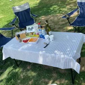 PVC 방수 테이블보 4인용 체크브라운/깔개/테이블천/파티/테이블/덮개/탁자보/행사용/식탁/행사/책상보