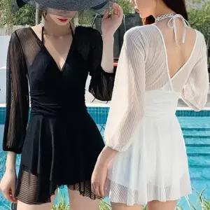 ONM 긴팔 원피스수영복 유교걸 체형 뱃살 커버 수영복