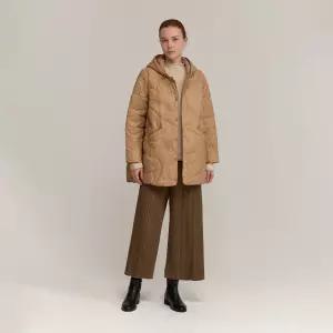 믹스 퀼팅 후드 롱 자켓_EDJKW125067