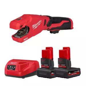 밀워키 M12 PCSS-502 충전 스텐파이프 컷터 12V 5.0Ah 고출력 배터리 2개 세트