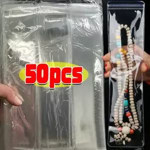 묵주주머니 1050Pcs 투명 PVC 쥬얼리 파우치 목걸이 지퍼 저장 가방 항산화 디스플레이 포장