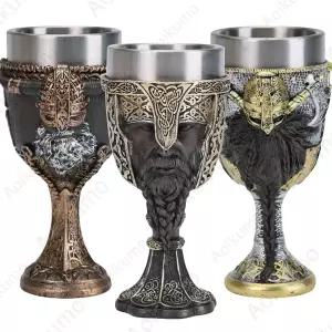 성작 중세 바이킹 와인 잔 북유럽 전사 드래곤 성배 스테인레스 스틸 삽입 송진 테마