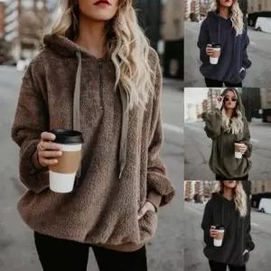 [라일리여성의류] Rly SHC-190909 셀리스 하프 집업 양털 후드 티셔츠