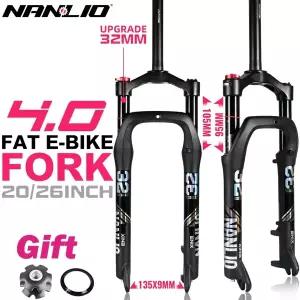 Nanlio 2026인치 팻 바이크 서스펜션 포크 - 135x9mm 너비 - 4.0-4.8 타이어에 적합 눈 지형 오일 에어 포