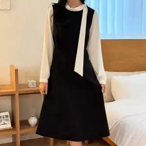 빅사이즈 601 하이끈타이배색원피스 DYPX041