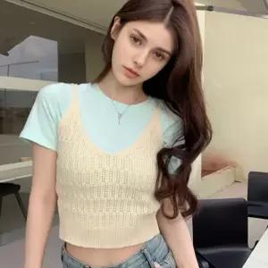 니트 뜨개 그물 뷔스티에 레이어트 조끼 망사 베스트