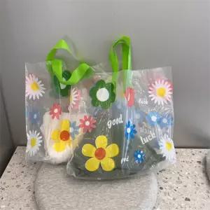 예쁜 꽃봉투 투명/비닐백/끈쇼핑백/손잡이/가방/업소/답례품/포장지/비닐/손잡이형/옷가게/봉투