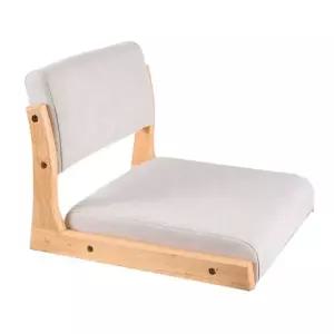 프리미엄 원목 좌식 의자 바닥 일본식 앉은 뱅이 나무 등받이 회색 면마 조립