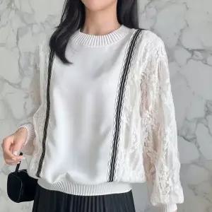 |KSH42C2|여성 꽃무늬 시스루 레이스 퍼프넥 플리츠 봄 블라우스