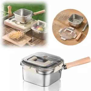 캠핑 사각 반합 가정 야외 라면 튀김기 찜기 네모 손잡이 냄비