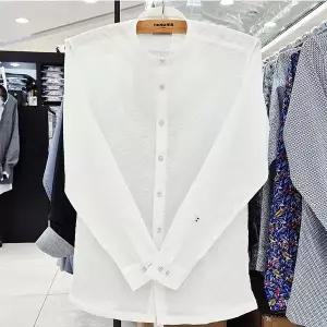 [레노마]슬림핏/차이나 카라/경량 폴리 시어 서커/ 지지미 긴소매 셔츠 RQSSL1505 WH_US