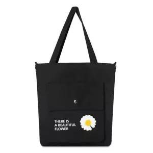 심플모던 꽃 패치 레터링 숄더백 지퍼 에코백 유행가방