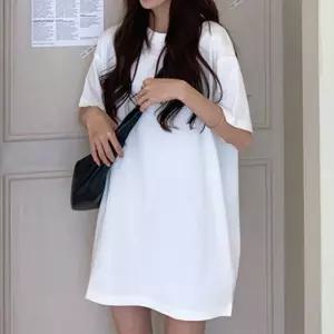 여자 캐주얼 20대룩 무지 박스티 여름 반팔 숏원피스