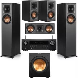 Klipsch 레퍼런스 R-52C 센터 채널 홈 스피커 블랙 번들 R-12SW 12인치 400W 전원 서브우퍼 R-41M 책장 8K