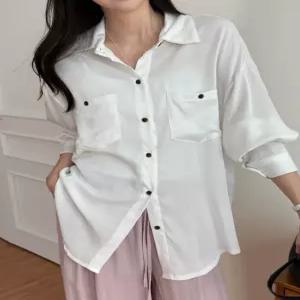 스킨모어 포켓 차르르 실키 셔츠 87229 빅사이즈 여성의류