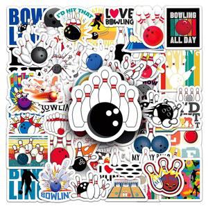 볼링 스티커 50장, 비닐 방수 데칼 노트북 휴대전화 스케이트보드 기타 짐 노트 일기장용 (볼링)