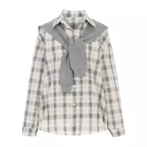 (택가 119000원)[샐리] 체크시어서커셔츠숄세트_I6A-CSE013